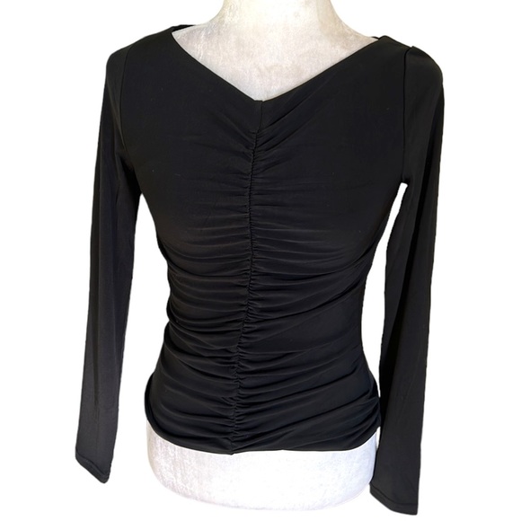 NWT J. Crew Ruched Black Matte Jersey Knit Top - XS - Picture 3 of 14